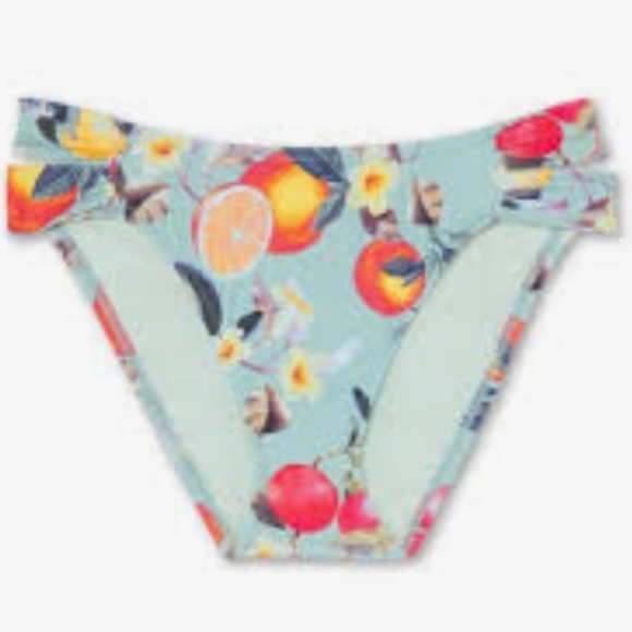 Kona Sol Double Tab Medium Coverage  Hipster Bikini Bottom Floral & Fruit XL # - Picture 5 of 12